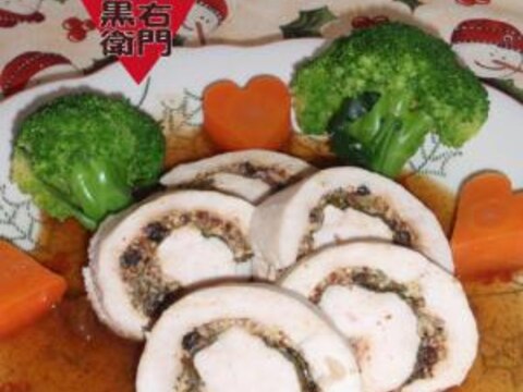 クリスマスの前菜に！バジルマスタードのロールチキン